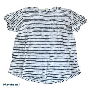 Scotch & Soda Boys Striped Terry T-Shirt Cream Black Pocket Tee Size 12